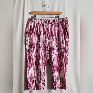 Land 'n Sea | Pink/Purple Linen Blend Pull-On Cropped Pants | Size L